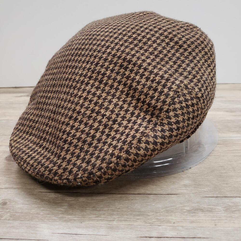 Kangol Tweed Peebles Hat Cap Flat Cap Mens XL Brown Check Lined Heritage Classic
